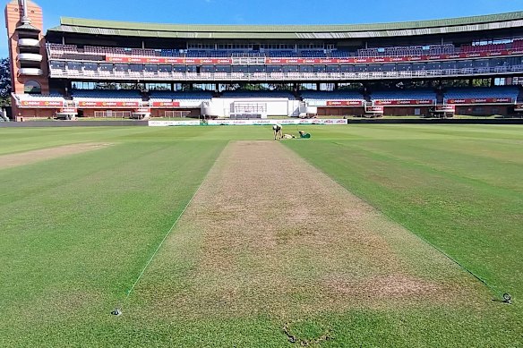 The St George’s Park wicket two days out from the second Test between South Africa and Australia.