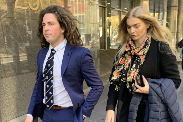 Callum Buczak and girlfriend Alexandra McDonough outside Melbourne Magistrates Court last year.