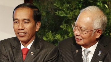 Indonesian president Joko Widodo and Malaysian Prime Minister Najib Razak.