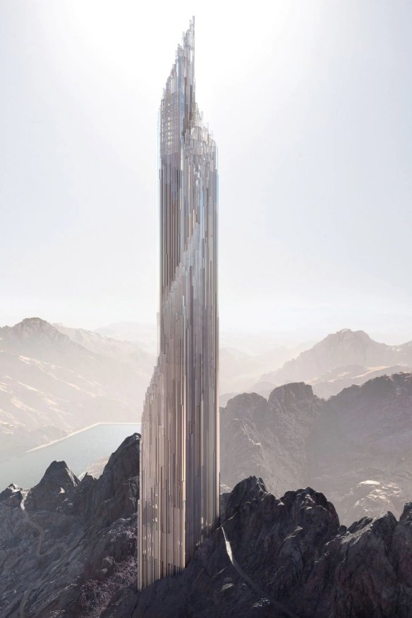 Trojena: Zaha Hadid Architects’ vision for a 330-metre skyscraper at the planned ski resort.