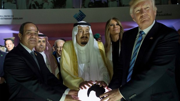 Egypt's President Abdel Fattah al-Sisi, Saudi King Salman and US President Donald Trump in Riyadh in 2017. 