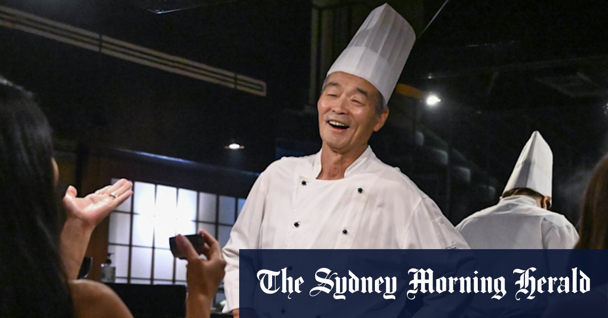 Chef Chiba-san happy on the hotplate as he and restaurant mark 50 years