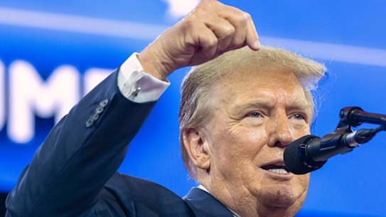 Donald Trump speaks during a conference in Maryland on Saturday.