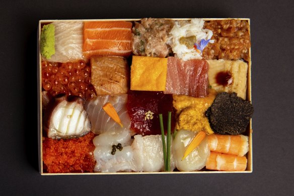 The chirashi sushi box at Choji Yakiniku. 