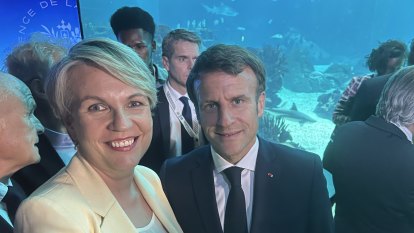 ‘You’re back’: Emmanuel Macron singles out Tanya Plibersek at oceans summit