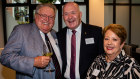 (L-R) Veteran winemaker Brian Mcguigan, former Governor General Sir Peter John Cosgrove and Lady Lynne Cosgrove at the launch of boutique accounting and advisory firm Maxima Private in Sydney.