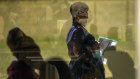 Healthcare workers wait in line for a vaccine in Johannesburg earlier this year.