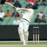 Harris plays an expansive shot against a star-studded NSW bowling attack at the MCG.