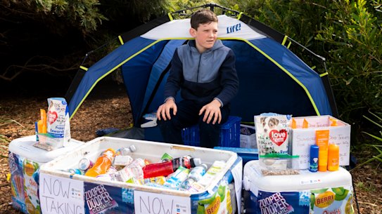 Entrepreneuring teen Jesse has just had his trading application rejected by Randwick Council. He has 6k signatures which he will take to the mayor. Coogee, October 1, 2022. Photo: Rhett Wyman/SMH