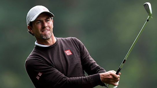 Adam Scott plays his second shot on the 9th hole during day one of the PGA Championship.