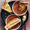 Tomato and kimchi soup with chilli grilled cheese.