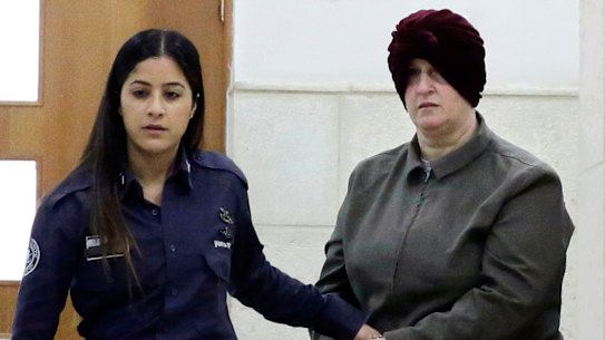 Malka Leifer (right) appears in a Jerusalem court in February 2018.