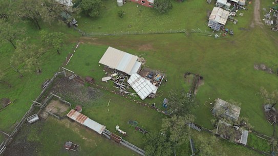 A roof blown off a structure in Coen.