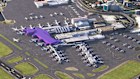 A sea of Jetstar and Garuda planes at the mocked up Sydney Airport development.