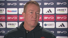 Roosters coach Trent Robinson speaking to media on Thursday.
