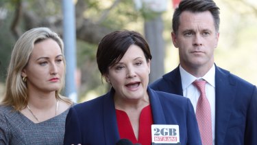 Labor leader Jodi McKay - flanked by Coogee MP Marjorie O'Neill and opposition transport spokesman Chris Minns - accused the government on Thursday of breaking election promises.