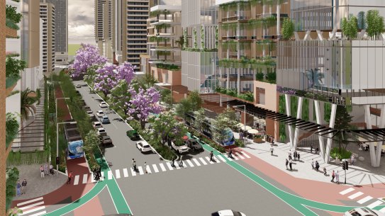 Suburban Futures’ concept for Gympie Road at Chermside. The Department of Transport and Main Roads has been asked to come up with its own.
