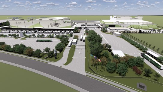Render of the new Woolworths National Distribution Centre in the Moorebank Logistics Park in Western Sydney.