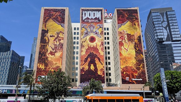 The mural in downtown LA is an E3 tradition. This year it depicts Doom Eternal.