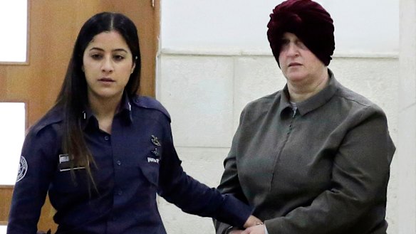Malka Leifer (right) appears in a Jerusalem court in February 2018.