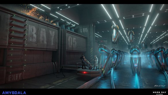 Concept art from Amygdala, in which criminals are trapped in ‘mind pods’.