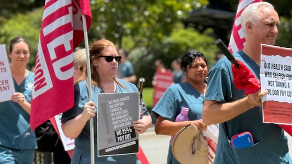 Radiation therapists walked off the job at Princess Alexandra Hospital on Wednesday.