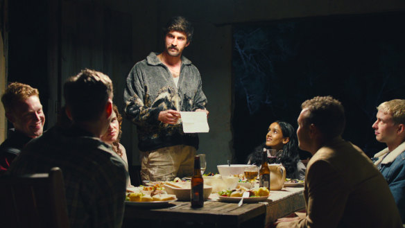 The cast of Birdeater (from left), Mackenzie Fearnley, Harley Wilson, Clementine Anderson, Ben Hunter, Shabana Azeez and Alfie Gledhill.