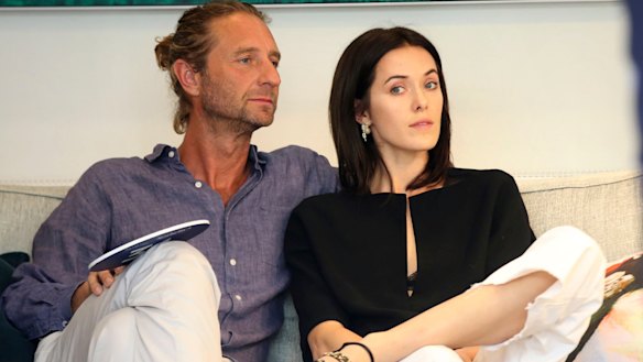 Justin Hemmes and ex-partner Kate Fowler at the auction of a Bellevue Hill home in September. Hemmes failed to secure the Eastern Suburbs home for Fowler despite some spirited bidding.