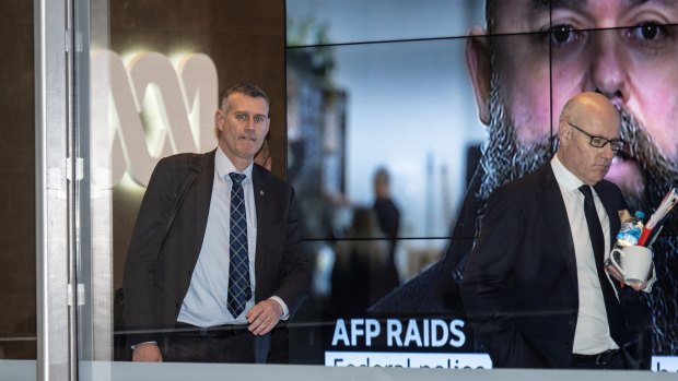 AFP officers leave the ABC headquarters in Ultimo after the June 2019 raid.