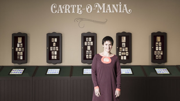 National Portrait Gallery curator Joanna Gilmour at the Carte-O-Mania exhibition which runs until April 22, 2019.
