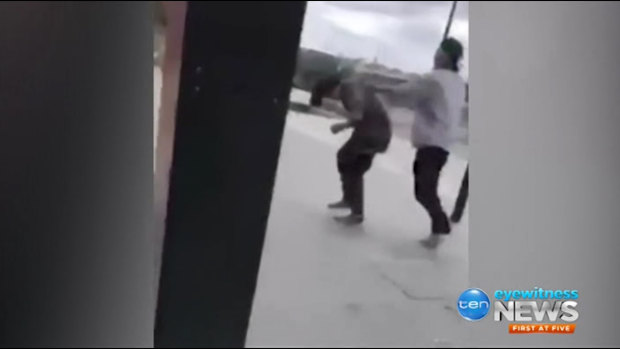 Footage of the second violent assault at Ringwood railway station. 