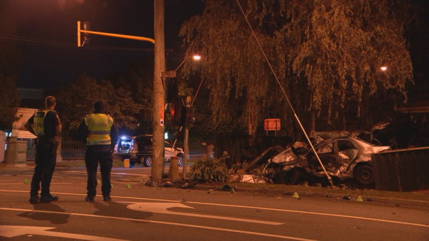 The scene of the fatal Burwood crash.