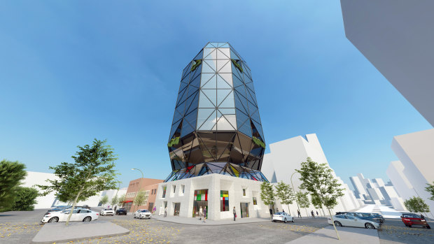 A proposed tower on the former Corkman Irish Pub site in Carlton. 