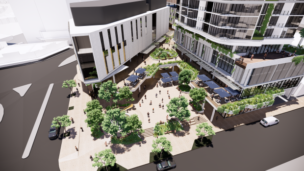 A planned plaza area off Sherwood Road in the Toowong proposal.