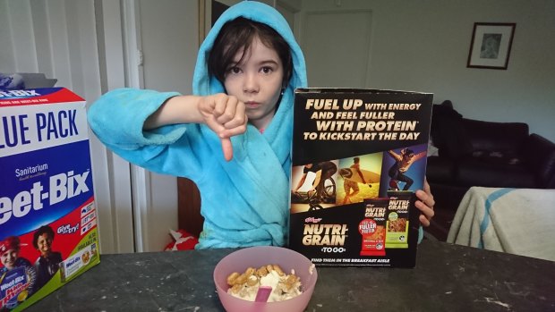 Daliah Lee, eight, of Canberra, took on Kellogg's for only depicting boys on its Nutri-Grain boxes. By contrast, she says Weet-Bix include girls and boys on its boxes.