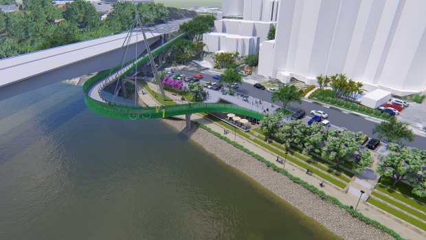 An artist's impression of the new cycle bridge at South Brisbane. 