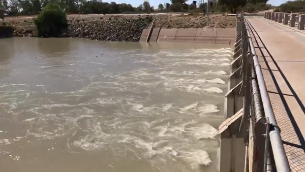 Water flows from Lake Wetherell into Lake Pamamaroo, and will end up soon in Menindee Lakes.