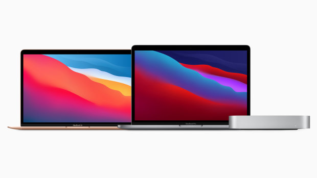 The new MacBook Air, MacBook Pro and Mac mini, all featuring the M1 chip.
