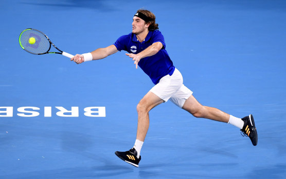 Stefanos Tsitsipas in action for Greece in the ATP Cup in Brisbane.