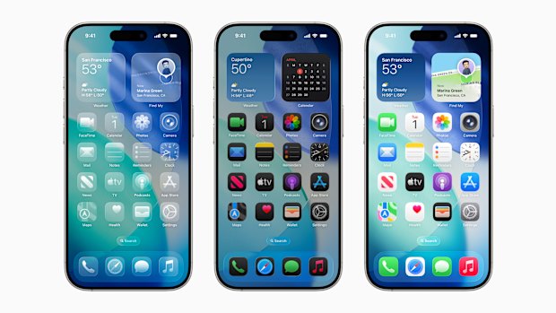 Transparent, dark and default light versions of a similar home screen layout.