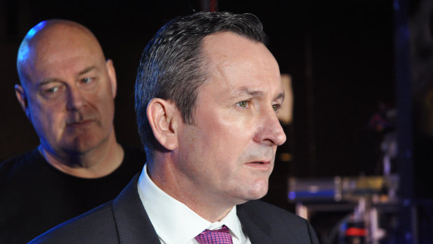 WA Premier Mark McGowan with WAM chief executive Mike Harris in April, announcing the $3 million Contemporary Music Fund for the second time.
