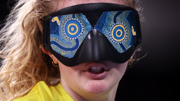 Brodie Smith and her Australian  goalball teammates are celebrating a breakthrough win.