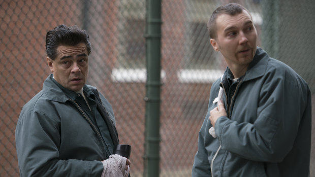 Benicio Del Toro as Richard Matt and Paul Dano as David Sweat in Escape at Dannemora. 