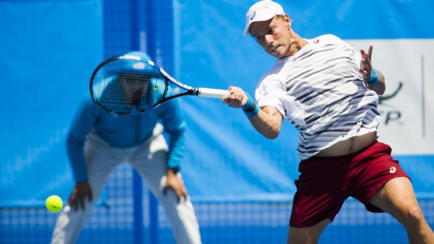 James Duckworth in action at the 2016 Canberra International. 