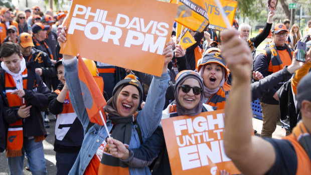 The Orange Army marched to the MCG before the Giants' grand final clash with Richmond.