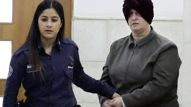 Malka Leifer (right) appears in a Jerusalem court in February 2018.