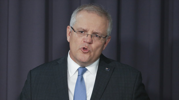 Prime Minister Scott Morrison addresses the media during a press conference on Wednesday