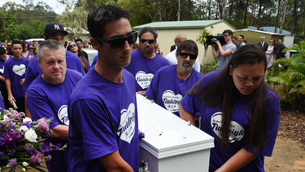 Thorburn, who pleaded guilty to the murder of his foster daughter, carried her coffin at the funeral.