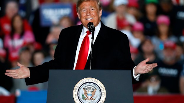 Still looms large: Donald Trump at a rally in Murphysboro, Illinois, in 2018.