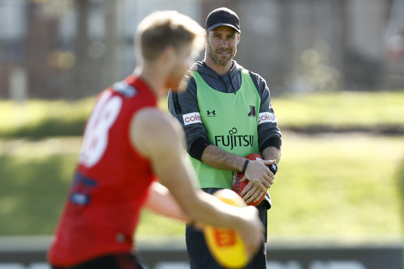 Ben Rutten watches over training on Friday.